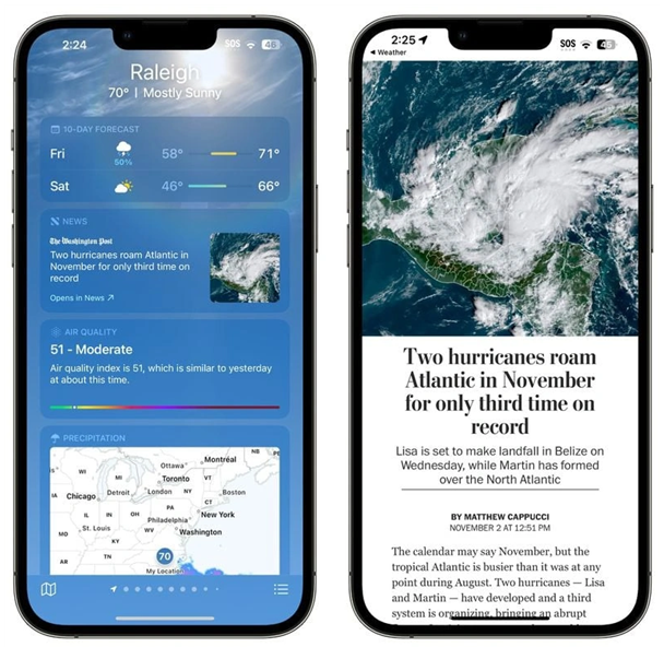 黄陂苹果14维修分享iPhone 14手机如何看天气时顺带看新闻 