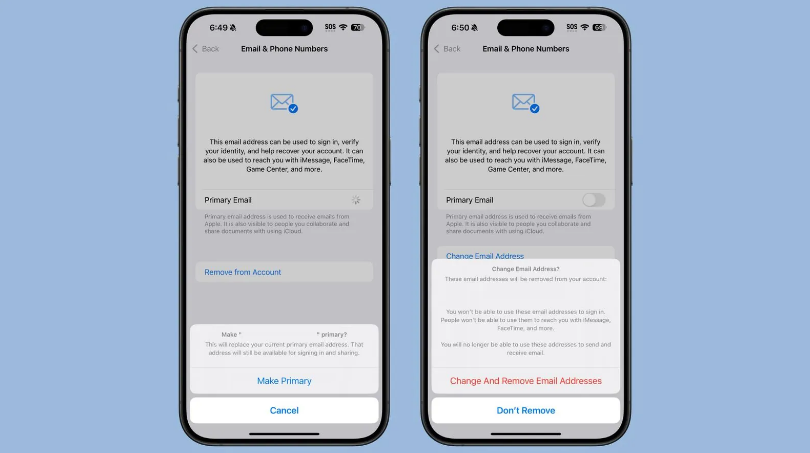 黄陂苹果手机维修分享苹果 iOS 18.1 支持设置“主要”邮箱地址并更改 iCloud 邮箱 