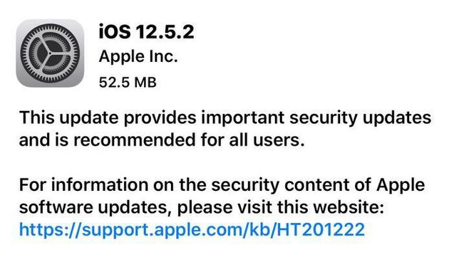 黄陂苹果手机维修分享iOS12.5.2发布，建议所有老苹果用户安装 